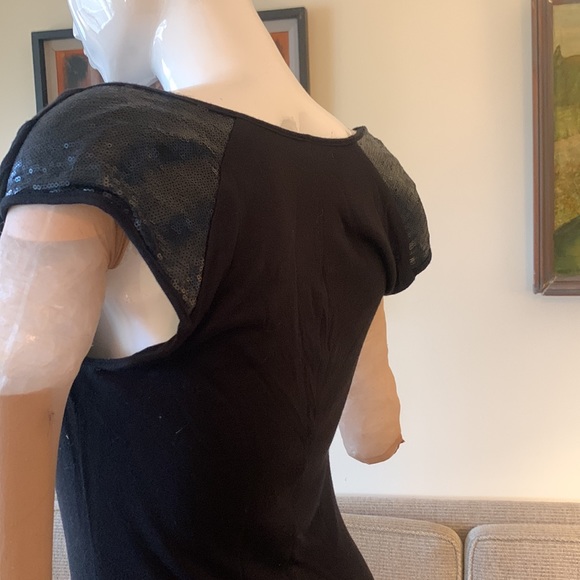 3 DOTS LITTLE BLACK DRESS SEQUINS COWL NECK DRAPED - Picture 7 of 13